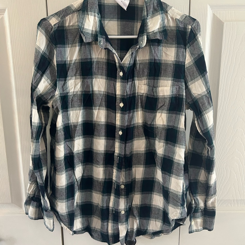 GAP Green and White Checkered Shirt